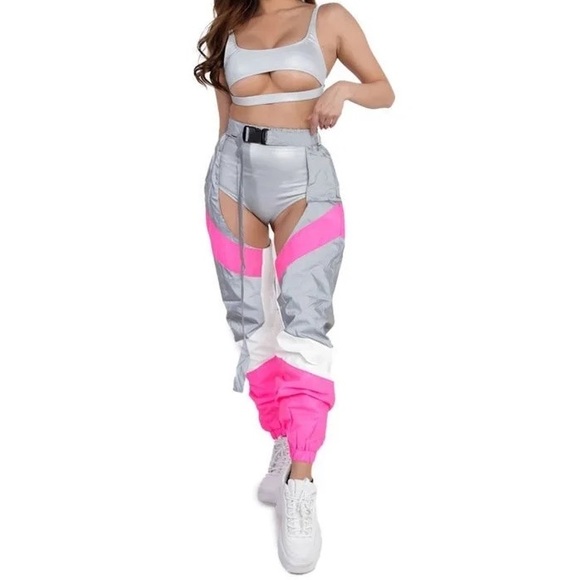 SOLD on Depop - iHeartRaves Now You See Me Pink Reflective Chaps - Picture 7 of 8